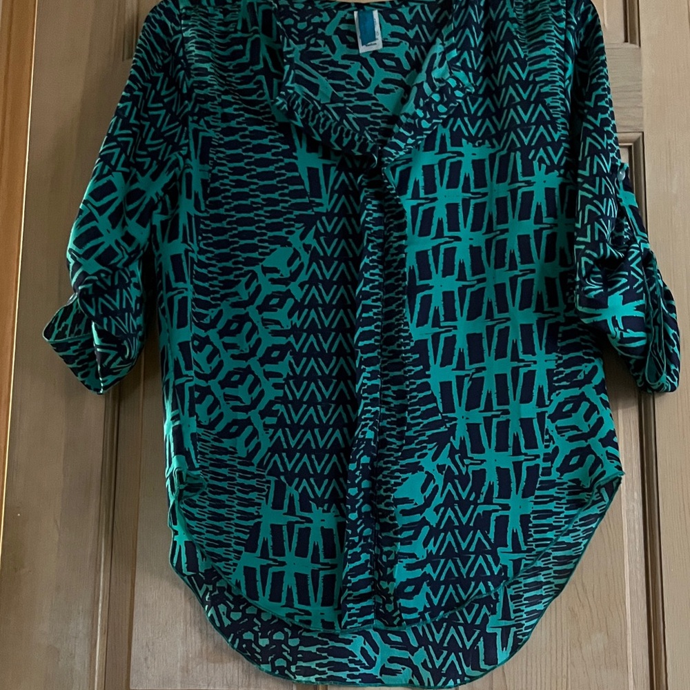Buttons Teal and Black Women's Button Down Shirt